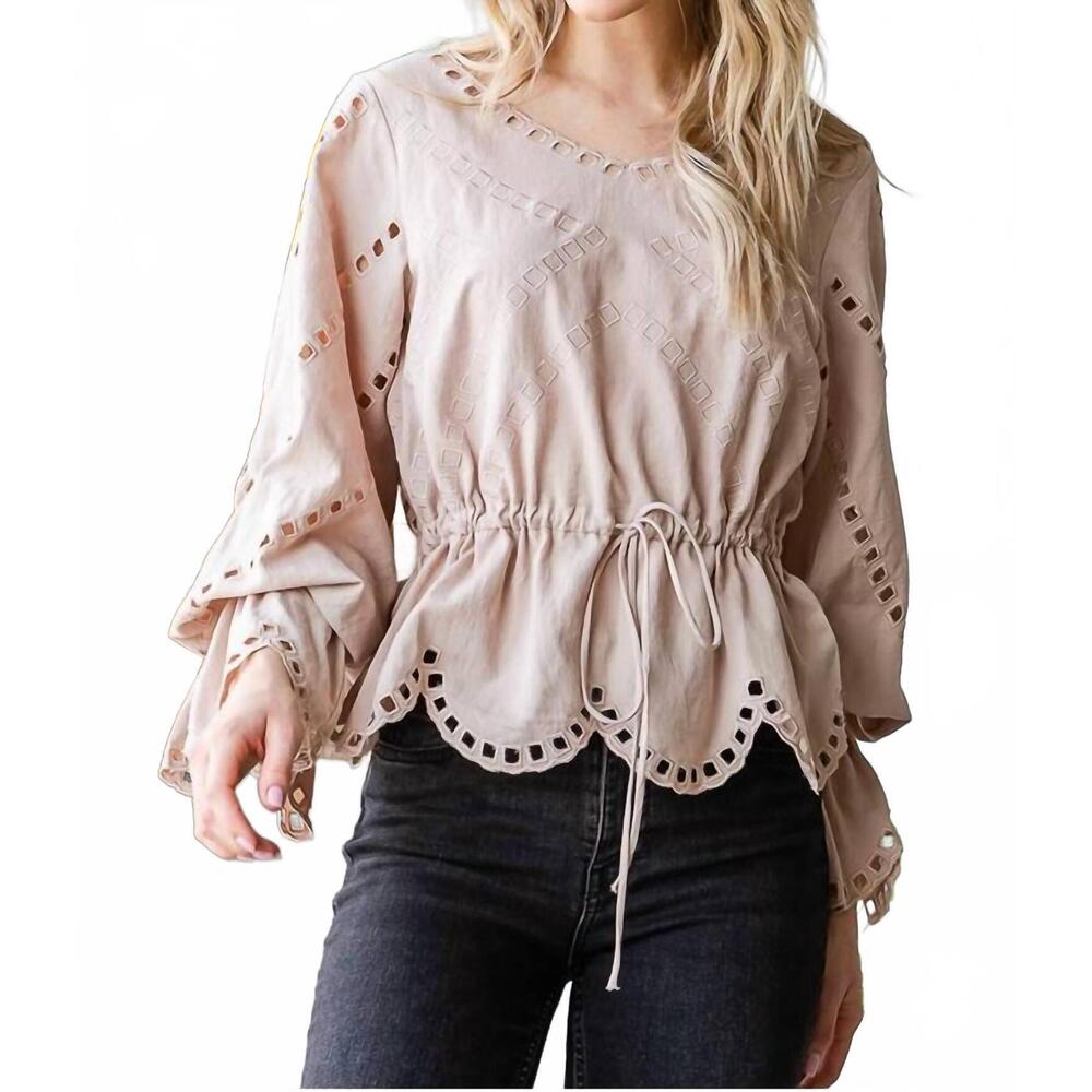 NEW OLI & HALI coco peasant top in beige - Picture 8 of 10